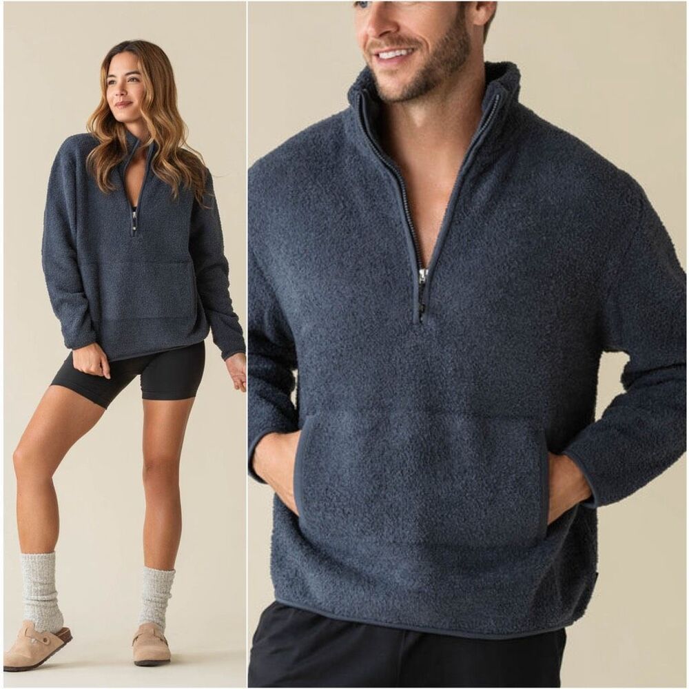 Kashwere Half-Zip Kash-comfort Pullover Sweater vintage blue Unisex XXL NWT